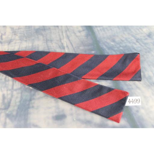 Superb Vintage Robert Talbott All Silk Navy & Burgundy Broad Striped Self Tie Square End Paddle Bow Tie