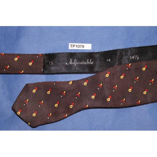 Vintage Self Tie Arrow End Bow Tie Brown/Gold/ Red Repeat Pattern