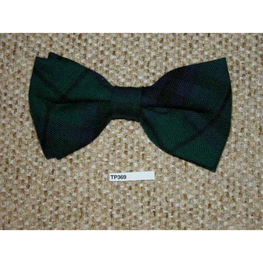 Vintage Clip On Bow Tie Tartan Plaid Blue Green Classic 70's Style