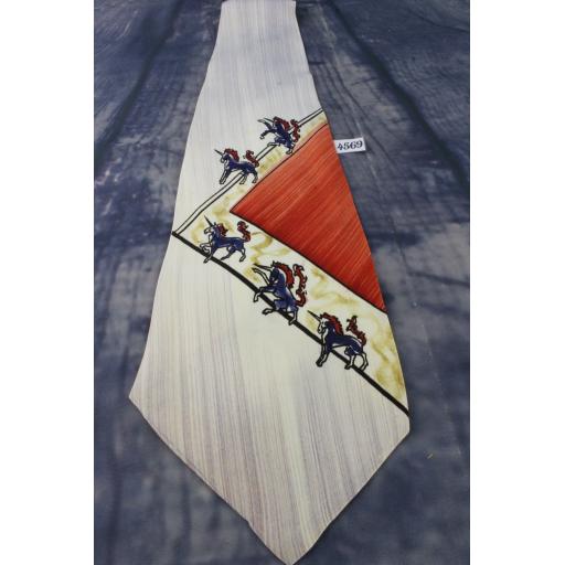 Vintage 1940s 1950s Tie  Brent Hand Painted in California Unicorn Swing/Zoot Suit
