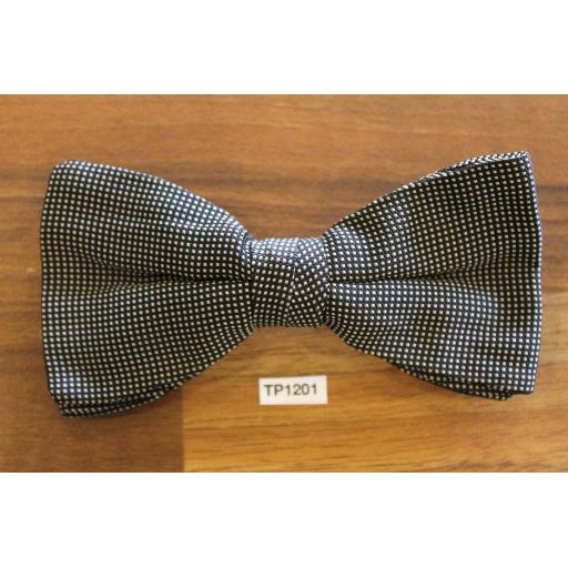 Vintage Clip On Bow Tie Black And White Micro Check