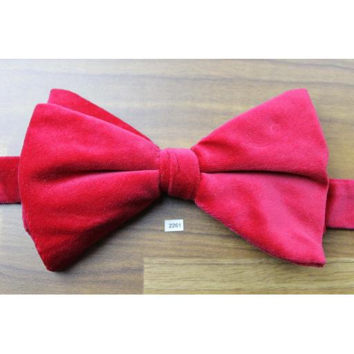 Vintage 1970s Pre-Tied Bow Tie Cherry Red Velvet Adjustable Collar Size