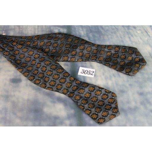 Vintage 100% Silk Grey Black & Burnt Orange Patterned Self Tie Arrow End Bow Tie
