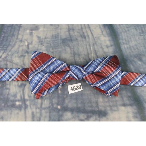 Superb Stafford Blue & Burgundy Plaid Tartan Check Pre-Tied Bow Tie Adjustable to Fit All Collar Sizes