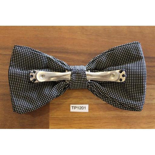 Vintage Clip On Bow Tie Black And White Micro Check