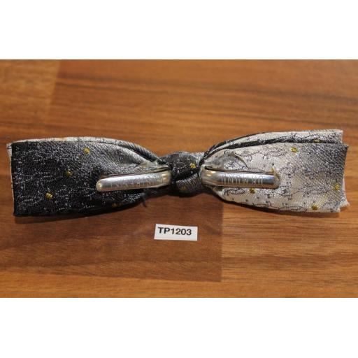 Vintage Shades of Grey Square End Clip On Bow Tie