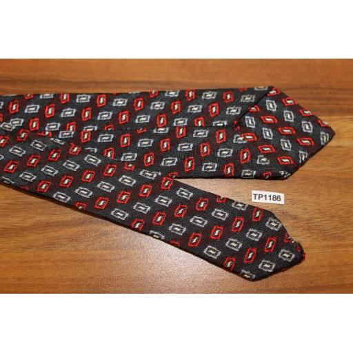 Vintage Navy Red Grey Pattern Jacquard 5 cms Tie Narrow/Skinny Jim/ Mod
