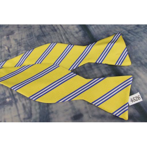 Superb Stafford Broad Stripe Yellow & Blue Self Tie Square End Thistle Bow Tie