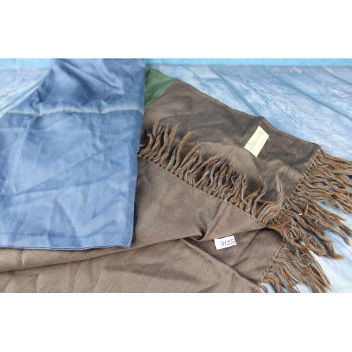 Vintage Edsor Crown Wool & Silk Blue, Brown & Green Striped Large Scarf