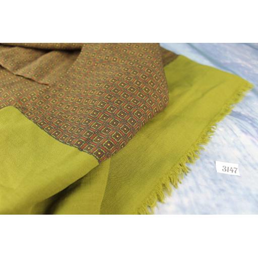 Vintage Mens Moss Green & Brown Squares Patterned Scarf