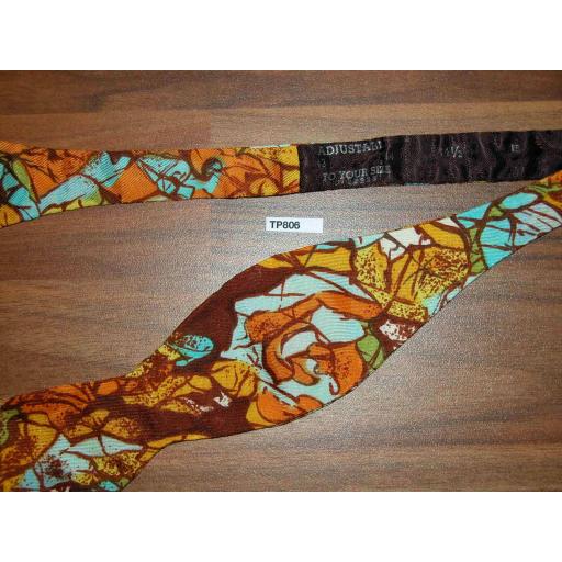Vintage Self Tie Bow Tie Thistle End Multi Colour Cracked Pattern
