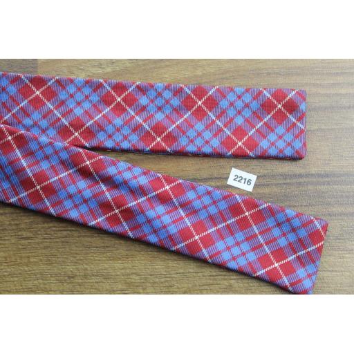 Vintage Arrow All Silk Self Tie Bow Tie Straight End Skinny Tartan Plaid Blue Red