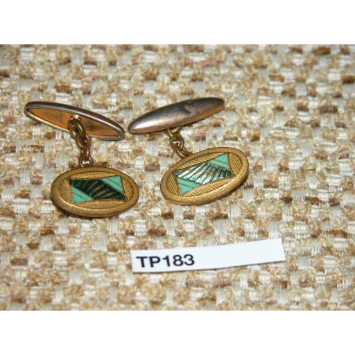 Vintage Gold Metal and Enamel Cuff Links 1930s/40s TP183
