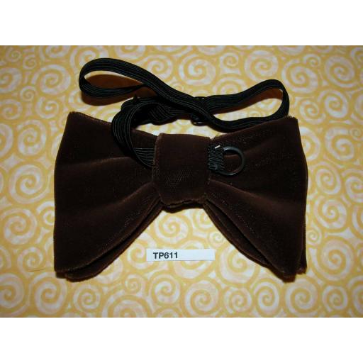 Vintage Pre-Tied Bow Tie Brown Velvet Drop Bow One Size Fits all