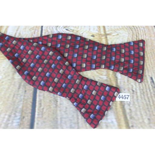 All Silk Self Tie Straight End Thistle Bow Burgundy Pattern