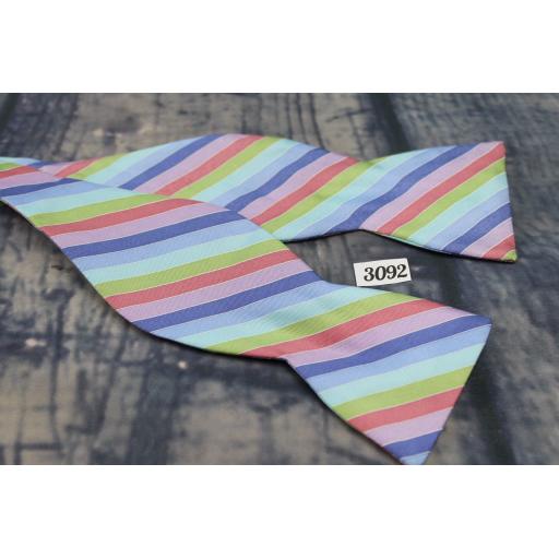 Beau Ties LTD 100% Silk Self Tie Bow Tie Straight End Thistle Pastel Striped