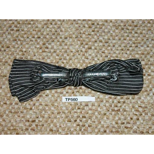 Vintage Clip On Bow Tie Black & White Stripe