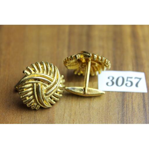Vintage Gold Tone Metal Large Knot Cuff Links