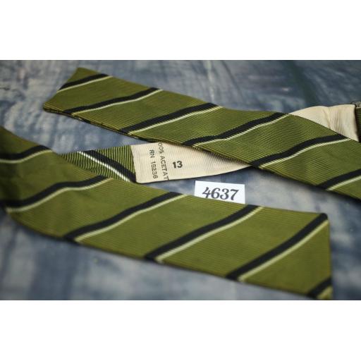 Vintage Self Tie Straight End Skinny Bow Tie Olive & Narrow Striped