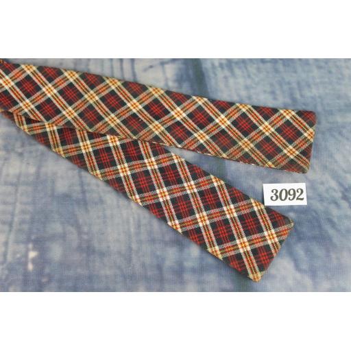 Vintage Self Tie Straight End Bow Tie Plaid Tartan