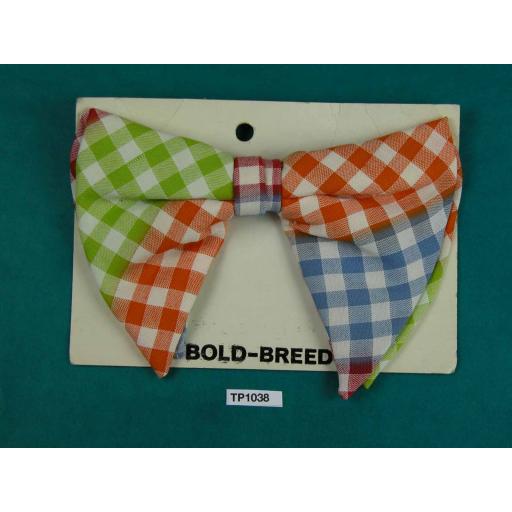 Bold Breed Pastel Check Large Clip On Drop Bow Tie