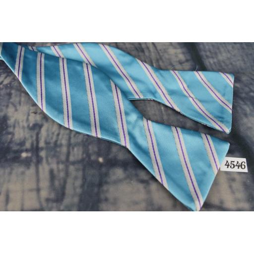 Superb Stafford Broad Stripe Purple & Blue Self Tie Square End Thistle Bow Tie