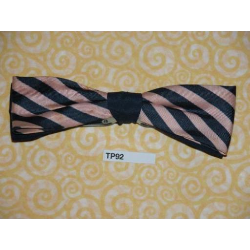 Vintage Clip On Bow Tie Blue & Pink Stripe
