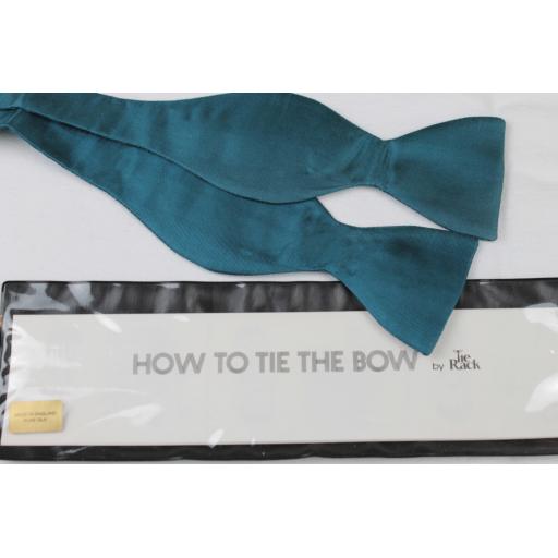 Turquoise Tie Rack Pure Silk Self Tie Adjustable Thistle Bow Tie